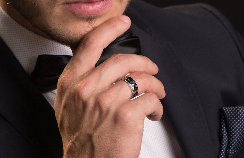 Bague de fiançailles noire pour homme